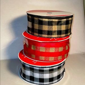 3 jumbo Buffalo check wired ribbon. 3x $30
